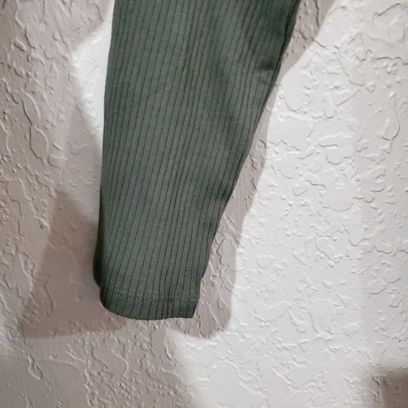 Wild Fable Dress Womens XL Y2K Green Ribbed Knit Long Sleeve White Flower Retro - Picture 6 of 9